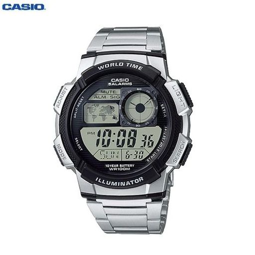 Montre d'heure Mondiale Illuminateur Bracelet Acier Inoxydable Digital-AE-1000wd-1avdf thumbnail 1