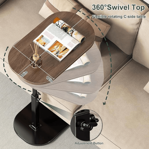 Table basse en C, table d'appoint ou de chevet, encastrable et compacte pour salon, gain de place portable. thumbnail 4