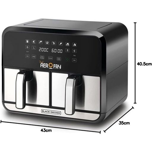 Air fryer Double 4L + 4L Aerofry en acier Black + Decker thumbnail 3