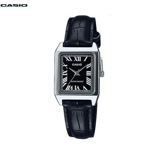 Montre pour femme Bracelet en cuir noir cadran romain résistant à l'eau-Ltp-v007l-1budf thumbnail 1