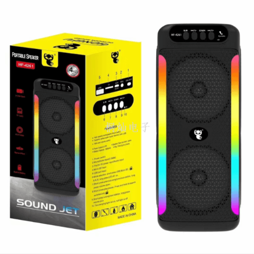 Enceinte Bluetooth Portable HF-4261 Double 4" Haute Puissance à Lumières LED thumbnail 1