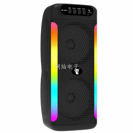 Enceinte Bluetooth Portable HF-4261 Double 4" Haute Puissance à Lumières LED thumbnail 3