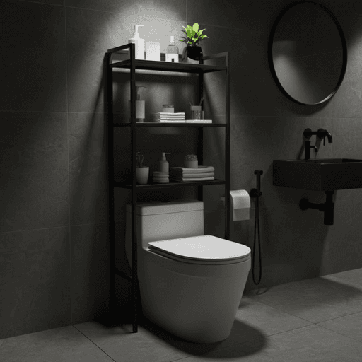 Rangement Salle De Bain Au-dessus Des Toilettes – 3 Niveaux Design Moderne thumbnail 2