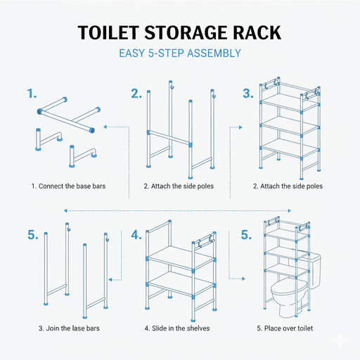 Rangement Salle De Bain Au-dessus Des Toilettes – 3 Niveaux Design Moderne thumbnail 5