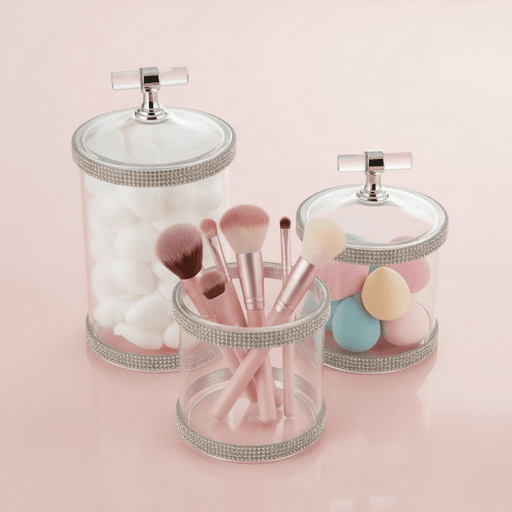 Lot de 3 Boîtes de Rangement Cylindriques en Acrylique Transparent thumbnail 1