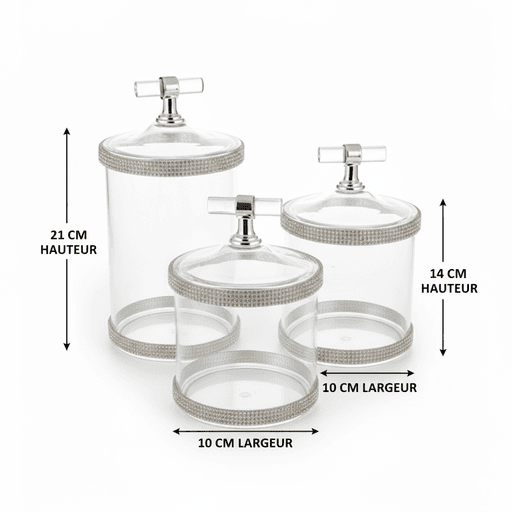 Lot de 3 Boîtes de Rangement Cylindriques en Acrylique Transparent thumbnail 7