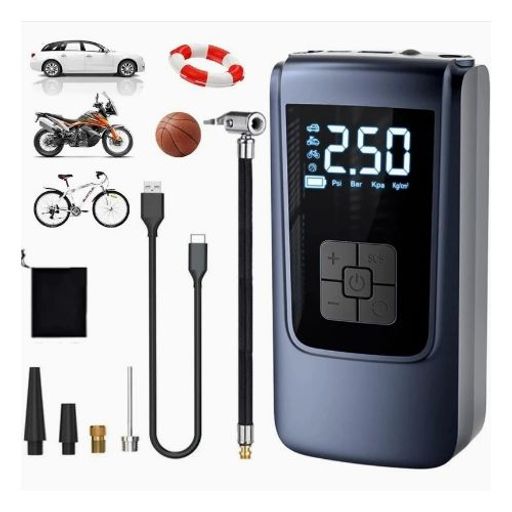 Compresseur d'Air Portable Numérique Sans Fil - Pompe Électrique Rechargeable pour Pneus de Voiture et Vélo thumbnail 4