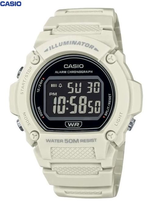 Montre Bracelet Numérique Homme Femme Avec Bracelet En Résine Blanche Et Lunette Noire-casio W-219hc-8bvdf thumbnail 1