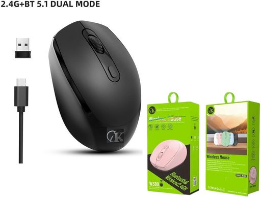 Cik Souris Ergonomique Sans Fil W380 Usb 2.4g Rechargeable Bluetooth 4 Boutons thumbnail 1