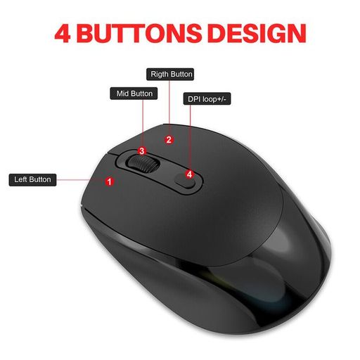 Cik Souris Ergonomique Sans Fil W380 Usb 2.4g Rechargeable Bluetooth 4 Boutons thumbnail 3