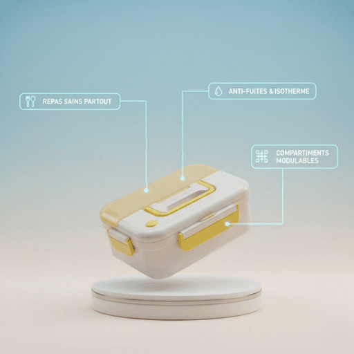 Lunch Box Polyvalente Jaune – Boite Compartimentée – Couleur Aléatoire thumbnail 3