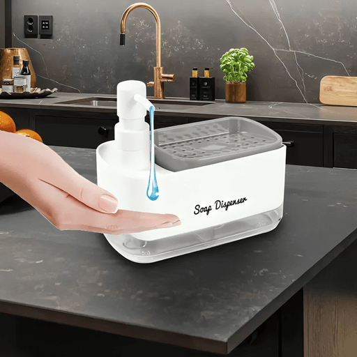 Ensemble Double Distributeur De Savon Avec Porte-éponge – Cuisine & Salle De Bain thumbnail 2