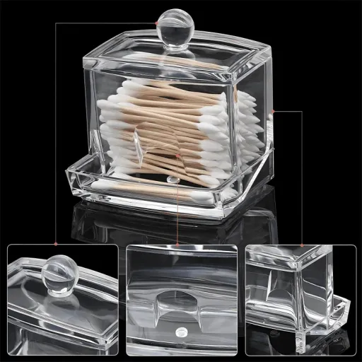Boite De Rangement Et Distributeur Transparente Pour Cotons-tiges thumbnail 4