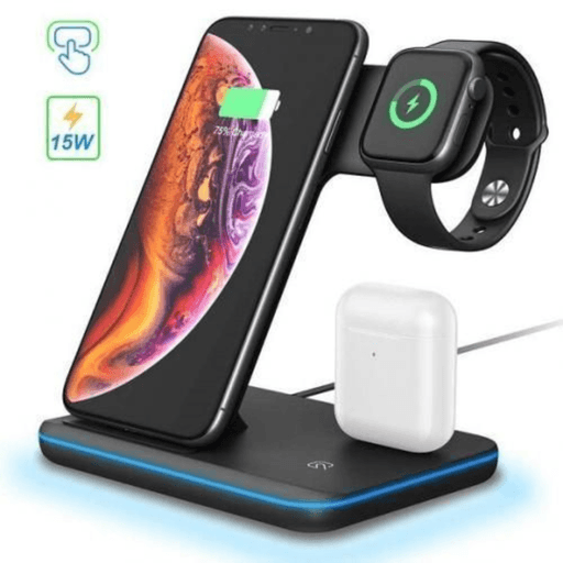 Chargeur Sans Fil 3-en-1 – Station De Charge Pour Iphone, Apple Watch Et Airpods thumbnail 2