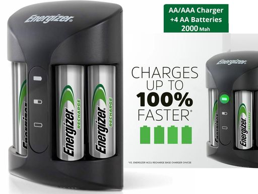 Chargeur De Batteries Aa Et Aaa Accu Recharge Pro + 4 Piles Aa 2000mah Avec Indicateur Led thumbnail 2