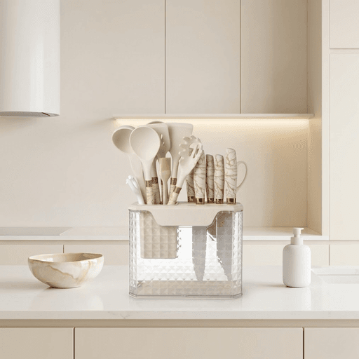 Set Dustensiles De Cuisine Premium – 16 Pièces Avec Support Design Marbre thumbnail 4