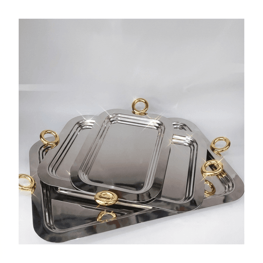 Plateau En Inox 18 Crt Avec Anses Luxe Et Raffiné thumbnail 2