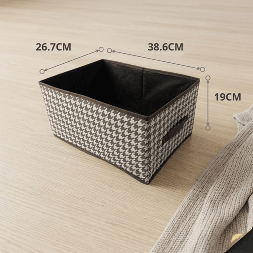 Pannier De Rangement Pliant Avec Poignée Et Motif Pied-de-poule thumbnail 2