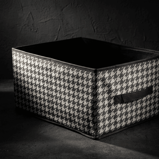 Pannier De Rangement Pliant Avec Poignée Et Motif Pied-de-poule thumbnail 4