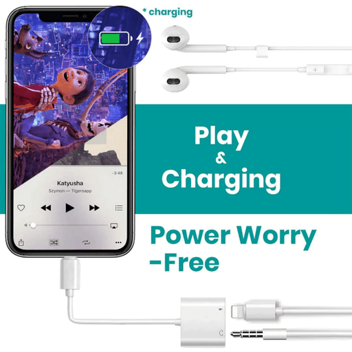 Adaptateur 2 En 1 Iphone – Lightning Vers Prise Jack 3.5mm + Chargeur Simultané thumbnail 3