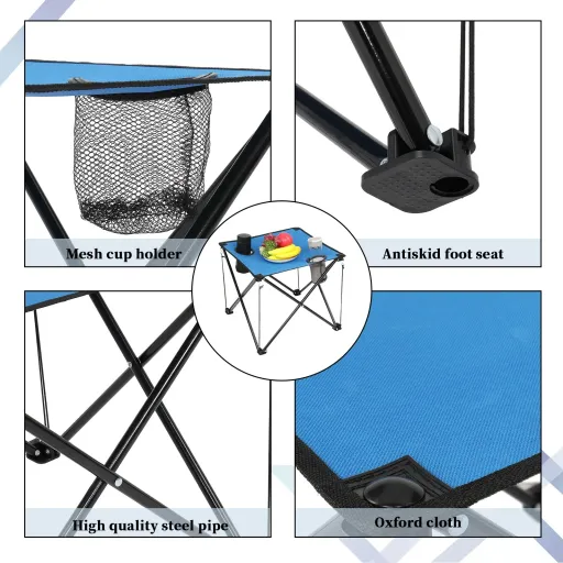 Ensemble Table Et Chaise Avec Porte-gobelet En Maille Pour Pique-nique, Voyage, Camping Rouge thumbnail 2