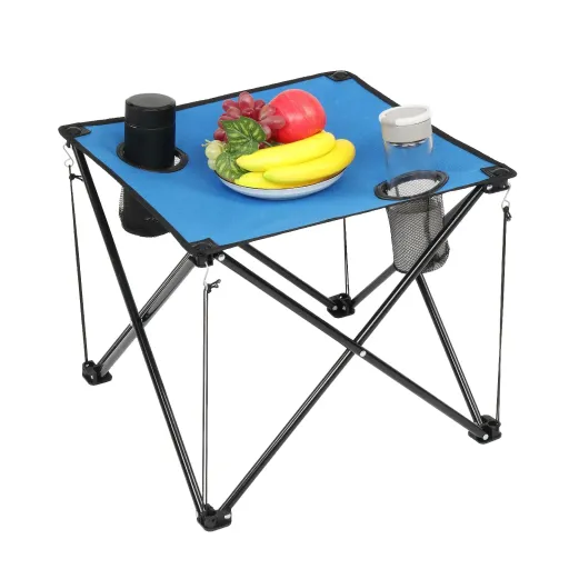 Ensemble Table Et Chaise Avec Porte-gobelet En Maille Pour Pique-nique, Voyage, Camping Rouge thumbnail 3