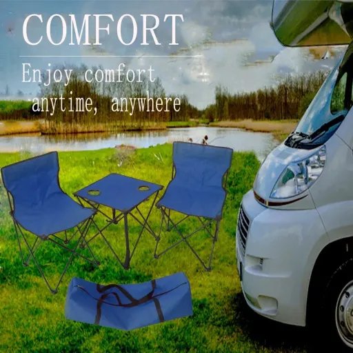 Ensemble Table Et Chaise Avec Porte-gobelet En Maille Pour Pique-nique, Voyage, Camping Rouge thumbnail 5