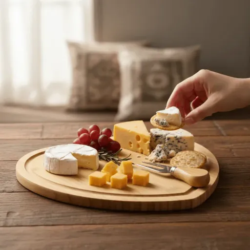 Ensemble De Service Pour Fromage En Bambou Avec Plateau Cœur, Couteau Et Fourchette thumbnail 3