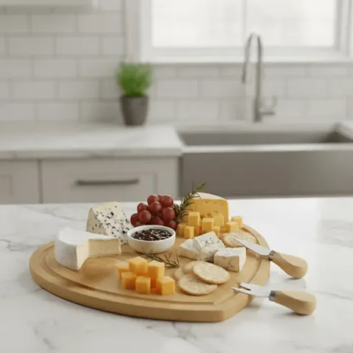Ensemble De Service Pour Fromage En Bambou Avec Plateau Cœur, Couteau Et Fourchette thumbnail 6