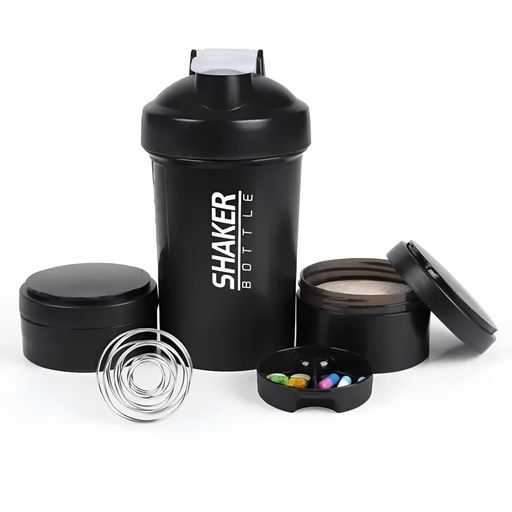 Shaker 3 Pcs 450 Ml | Shaker Protéine Avec Compartiments, Bouteille Sport Fitness Anti-fuite thumbnail 1