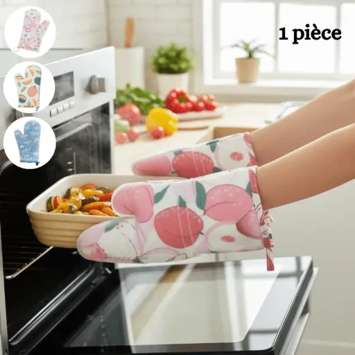 Gants De Cuisine En Silicone, Résistants À La Chaleur, Antidérapants Et Étanches, Parfaits Pour Le Four (colleur Désigne Aléatoire) thumbnail 1