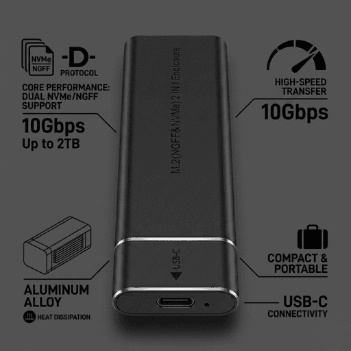 Boîtier Externe M.2 Ssd Vers Usb-c thumbnail 8