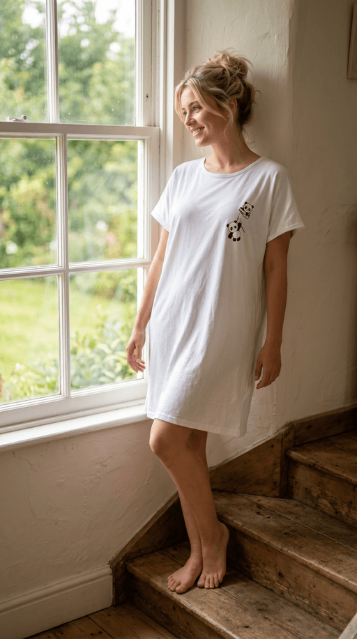 Pyjama Robe Blanche Imprimée Panda thumbnail 2