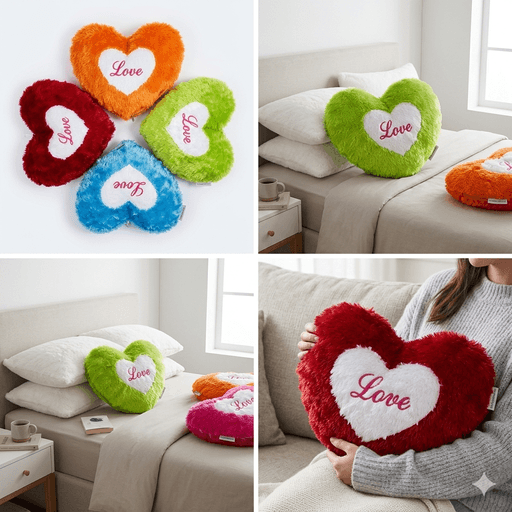 Housse De Coussin Décorative En Forme De Cœur En Fourrure Douce (couleur Aléatoire) thumbnail 2