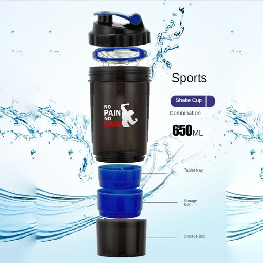 Shaker À Protéines Avec Compartiments À Poudre Anti-fuite - Sans Bpa thumbnail 6
