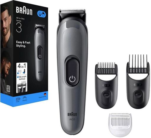 Braun Tondeuse A Barbe Et Cheveux Rechargeable Pour Homme Aio3500 All-in-one Series 3 4in1 14 Réglages thumbnail 1