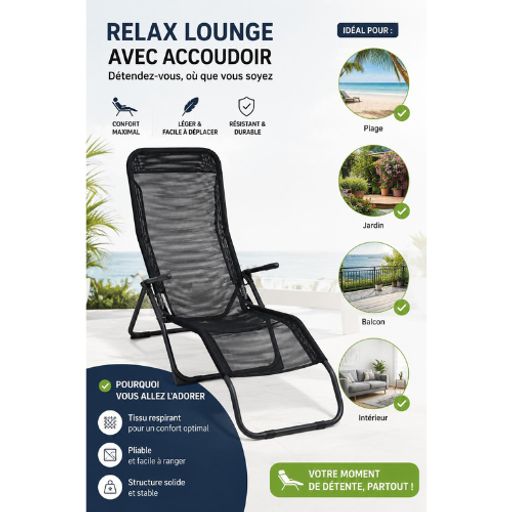 Transat Portable Zéro Gravité Pour Jardin, Plage Et Camping thumbnail 1