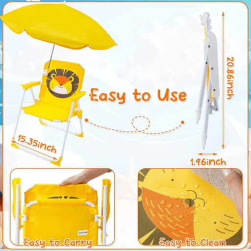 Chaise De Plage Pliable Avec Parasol Pour Enfant - Couleur Et Design Aleatoire thumbnail 3