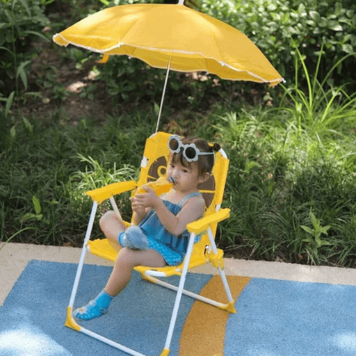 Chaise De Plage Pliable Avec Parasol Pour Enfant - Couleur Et Design Aleatoire thumbnail 7
