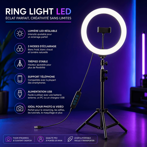 Ring Light Ljj-33 Led Selfie Photographie Youtubeurs Avec Tripod thumbnail 2