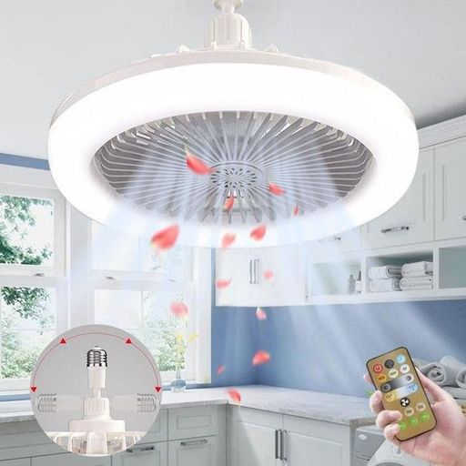 Lampe Led Plafonnier Avec Ventilateur Intégré Et Télécommande – 2en1 Éclairage + Refroidissement (multi Couleur Aléatoire) thumbnail 2