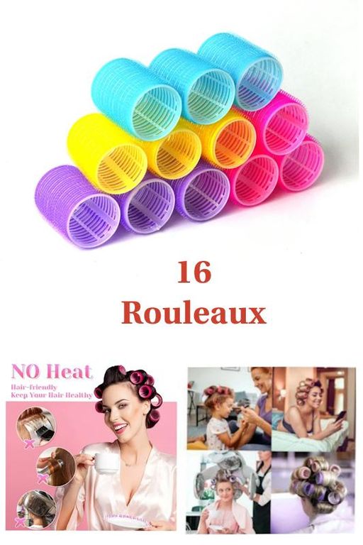 16 Rouleaux Pour Cheveux Auto Agrippant. Couleurs Aléatoires. thumbnail 1