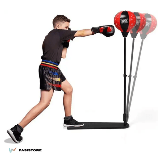 Sac De Frappe Enfant Sur Pied – Punching-ball Ajustable Avec Gants Et Pompe thumbnail 1