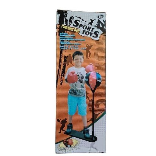 Sac De Frappe Enfant Sur Pied – Punching-ball Ajustable Avec Gants Et Pompe thumbnail 2