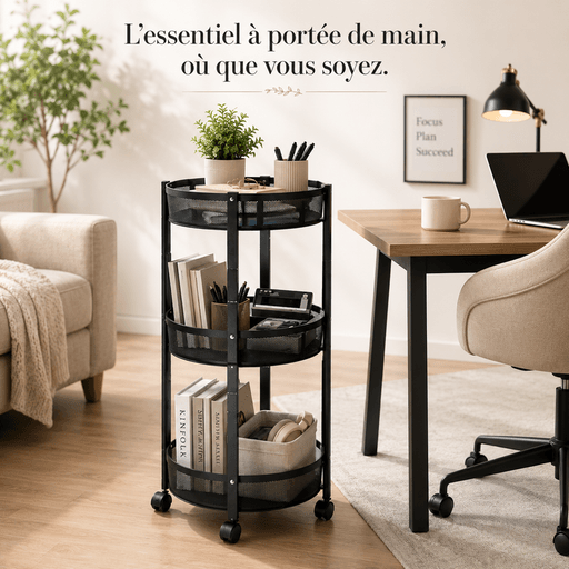 Chariot de Rangement Pliable à 3 Niveaux  - 88 x 38 cm - Coluleur Aléatoire thumbnail 1