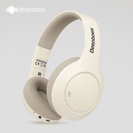 Casque Bluetooth Deepbass R21 Beige Original + Câble Auxiliaire Gratuit thumbnail 2