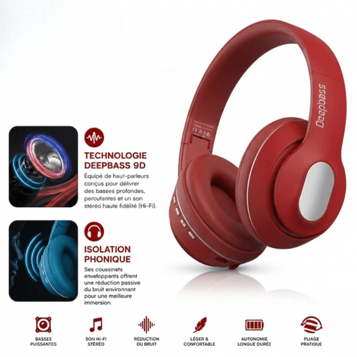 Casque Bluetooth - R8 - Rouge thumbnail 6