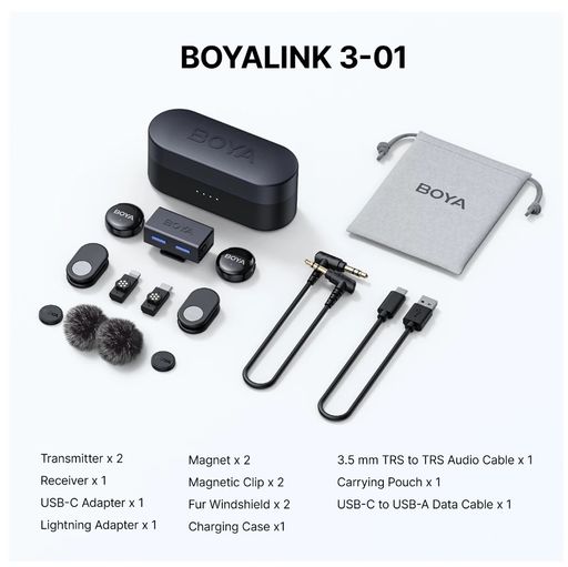 Microphone Cravate Sans Fil Boyalink 3-02 Avec Puce Ai Pour Android/appareil Photo/pc/tablettes, Réduction De Bruit Par Ia, Son Studio 48 Khz/24 Bits thumbnail 6