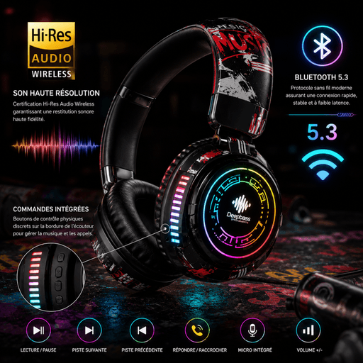 Casque Bluetooth R25 Rgb Graffiti Hi-res | Style Urbain thumbnail 2