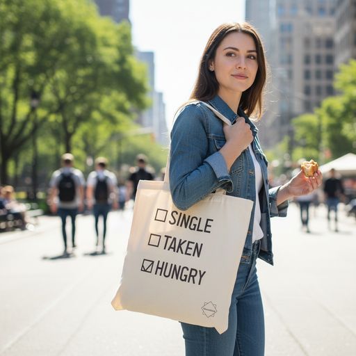 Tote Bag En Coton – Single Taken Hungry – Wanderbag thumbnail 2